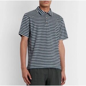 Howlin Loose End Striped Terry Polo Grey Blue Size XL Beach Coastal Resortwear